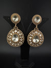 Golden Kundan, CZ, Chandbali Earrings, High shine, Bridal, Moissanite, Designer jewelry