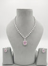 Swarovski Crystals and CZ Diamond all over Necklace Set, White Gold Plated set