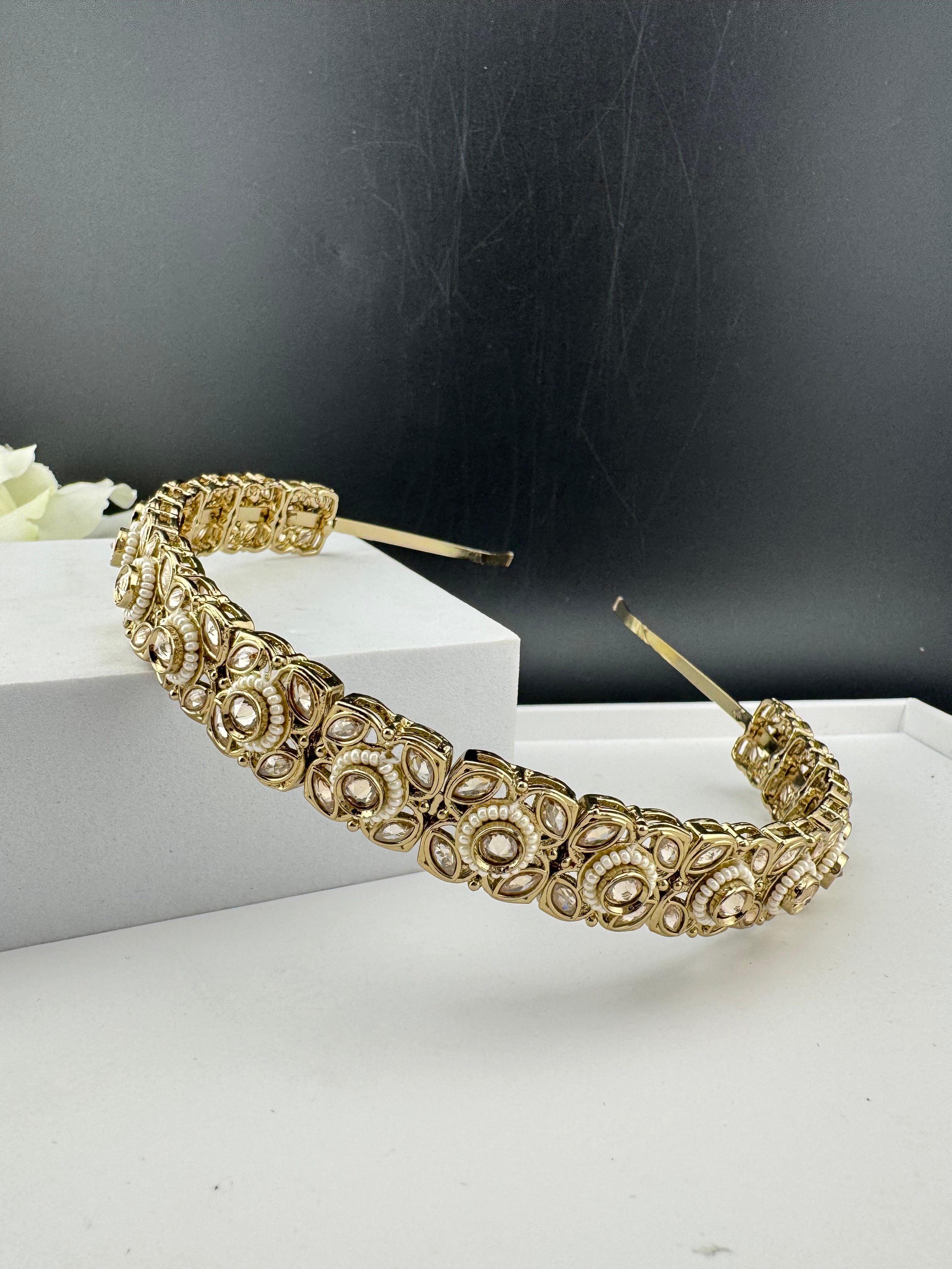 Gold Kundan Hair band or Hair Accessories, Indian Headband, Sheesh Phool, Bridal Matha Patti/Sheesh Patti/Matha phool