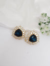 Gold Polish Crystal Stone Stud Earrings, Cubic Zirconia, AD, CZ, Indian Jewelry