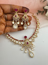 Kundan, Moissanite, MOP, CZ Flexible Gold necklace set, Indian Bridal Jewelry