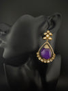 Kundan, CZ, Gold, Doublet Stone Chandelier Long Drop Earrings, Moissanite, CZ, Designer jewelry