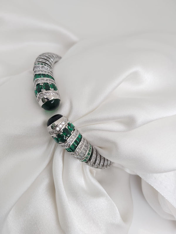 Openable Cuff bracelet with Stones, American Diamonds, crystal stones, CZ, Fits size upto 2.6"