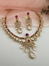 Kundan, Moissanite, MOP, CZ Flexible Gold necklace set, Indian Bridal Jewelry