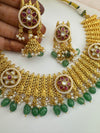 Rajwadi Gold necklace set with jhumka, in kundan and pearls, Indian Bridal Jewelry set