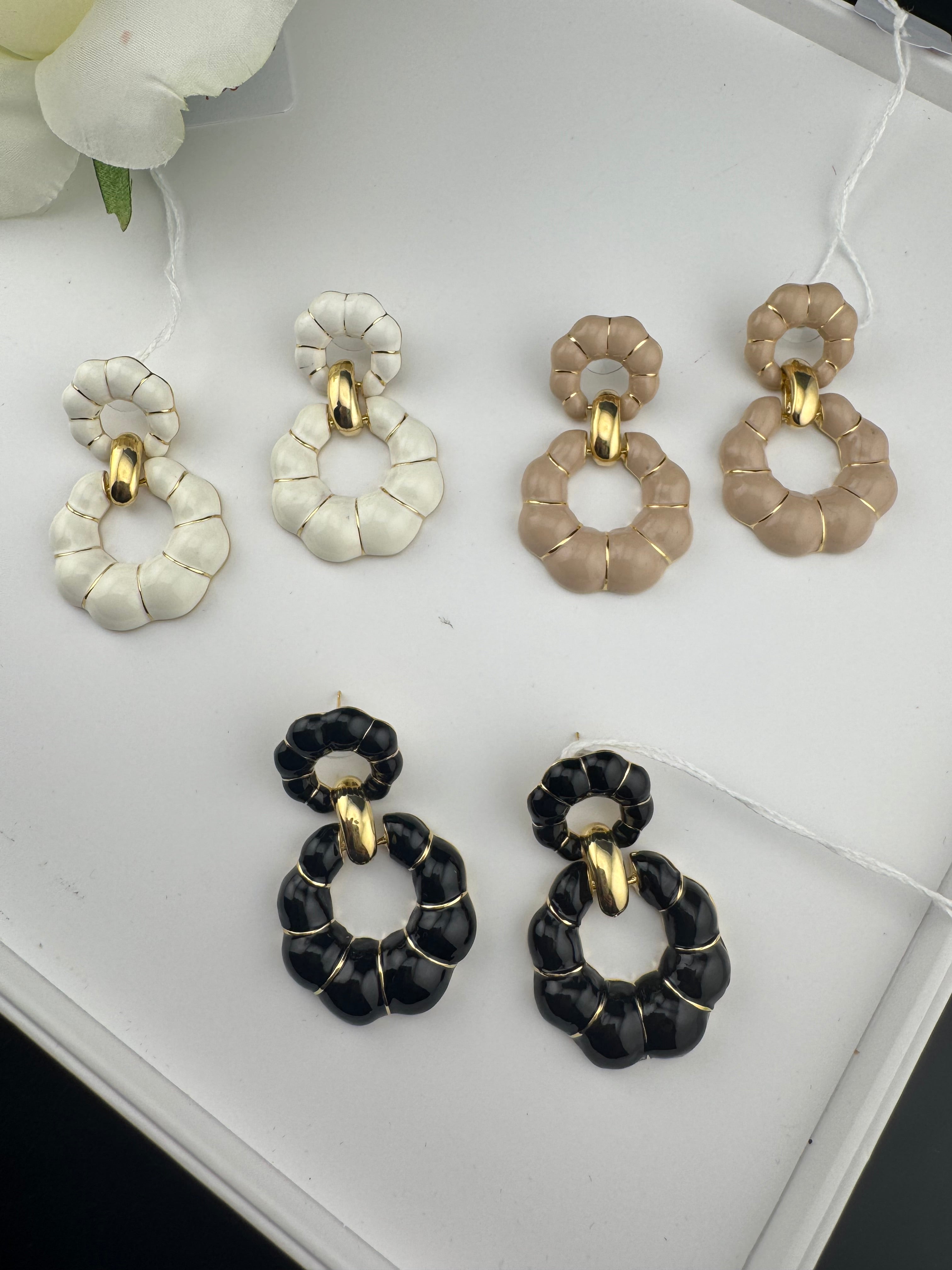 High Quality Premium Enamel and gold Designer Drop Earrings