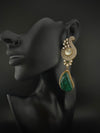 Kundan, CZ, Gold, Doublet Stone Chandelier Long Earrings, Bridal, Moissanite, CZ, Peacock Designer jewelry