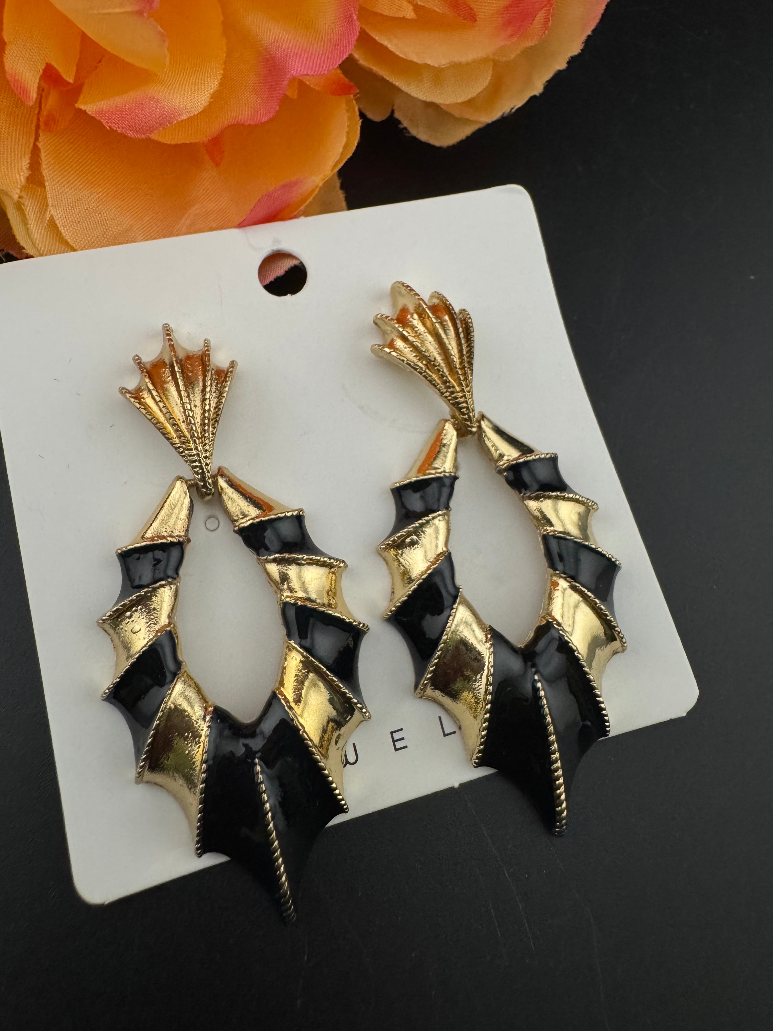 High Quality Premium Enamel and gold Designer Drop Earrings