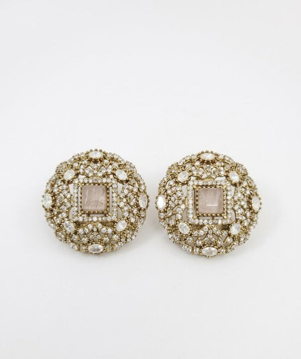 Kundan, Doublet stone, cubic zirconia Big Stud Earrings, designer Inspired, Indian jewelry