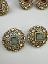 Kundan, Doublet stone, cubic zirconia Big Stud Earrings, designer Inspired, Indian jewelry