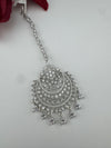 Silver Cubic Zirconia/Diamond Tikka, Indian Maang Tikka, Headpiece, Bridal jewelry