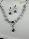 Crystal, Nano Setting CZ Diamond Statement Necklace Set, White Gold Plated Choker, nature inspired