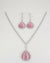 Stone and CZ Diamond Pendant Necklace Set, White Gold Plated set