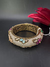 Openable Matt Gold Plated Bangle with Crystal Stones, CZ Nano Setting (Fits 2.6" Diameter)