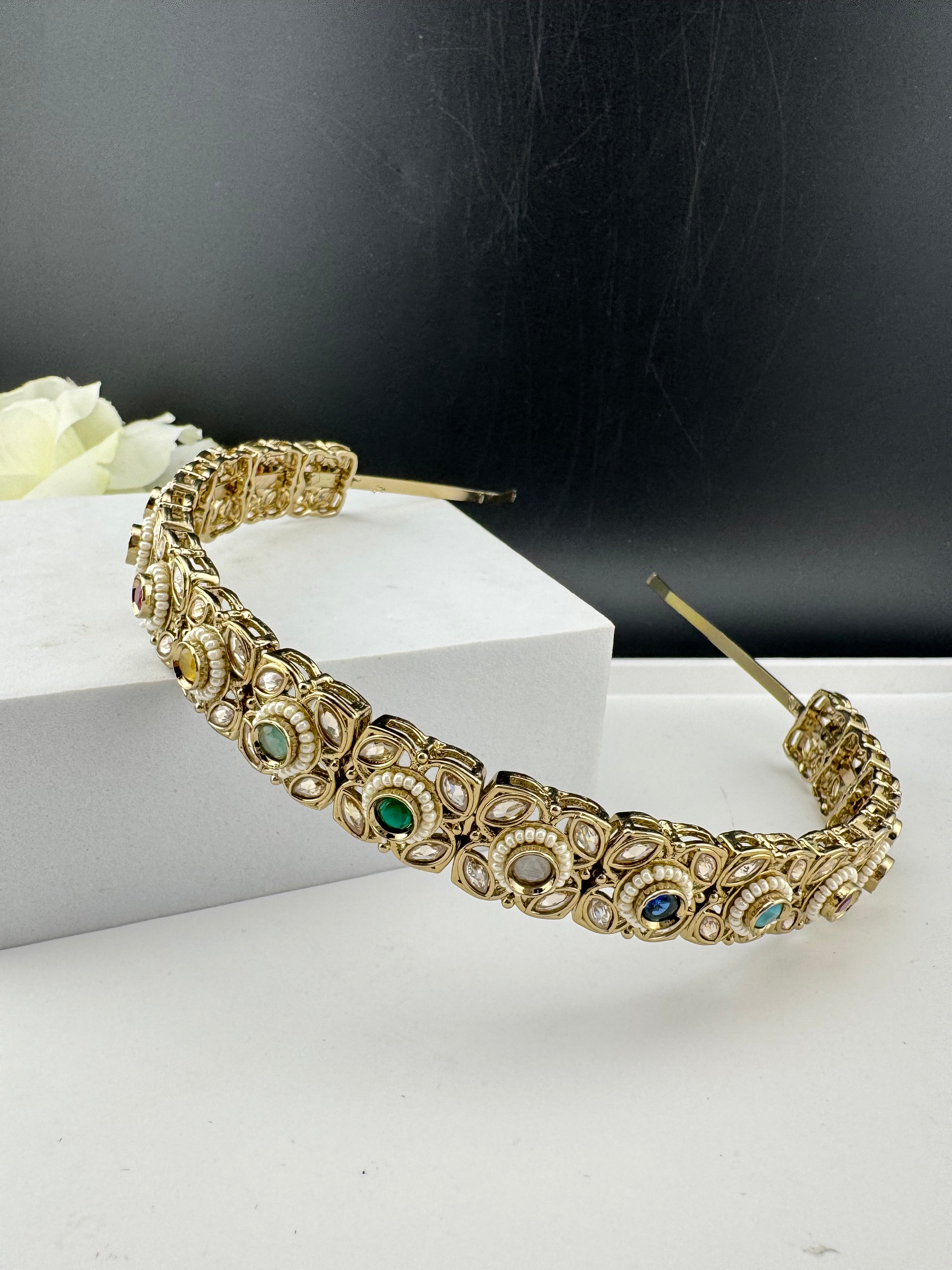 Gold Kundan Hair band or Hair Accessories, Indian Headband, Sheesh Phool, Bridal Matha Patti/Sheesh Patti/Matha phool