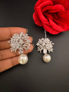 Cubic Zirconia, Diamond, pearls, Step cut crystal Dangle Drop earrings, Indian Jewelry