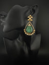 Kundan, CZ, Gold, Doublet Stone Chandelier Long Drop Earrings, Moissanite, CZ, Designer jewelry