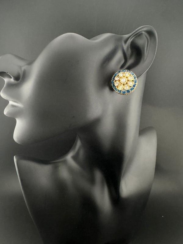 Kundan, Pachi kundan, cubic Zirconia, stones Stud Earrings, Tyaani Inspired Indian Jewelry
