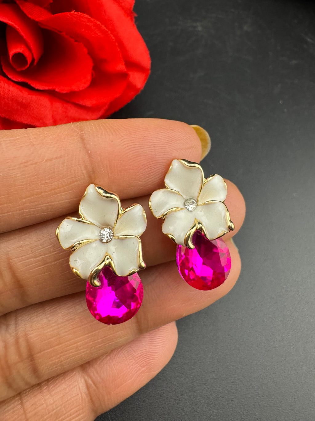 Premium Crystal and Enamel everyday earring is a Swarovski inspired designer Piece/Indian jewelry/Anti-tarnish Jewelry/Kids earrings