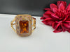 Turkish Jewelry, Crystal, CZ, Stones Oversized Cuff Bracelet Bangle, Gold Polish (Fits 2.6" Diameter)