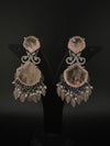 Pink and Gold, Doublet Stone Chandelier Drop Earrings, Bridal, CZ, Designer jewelry