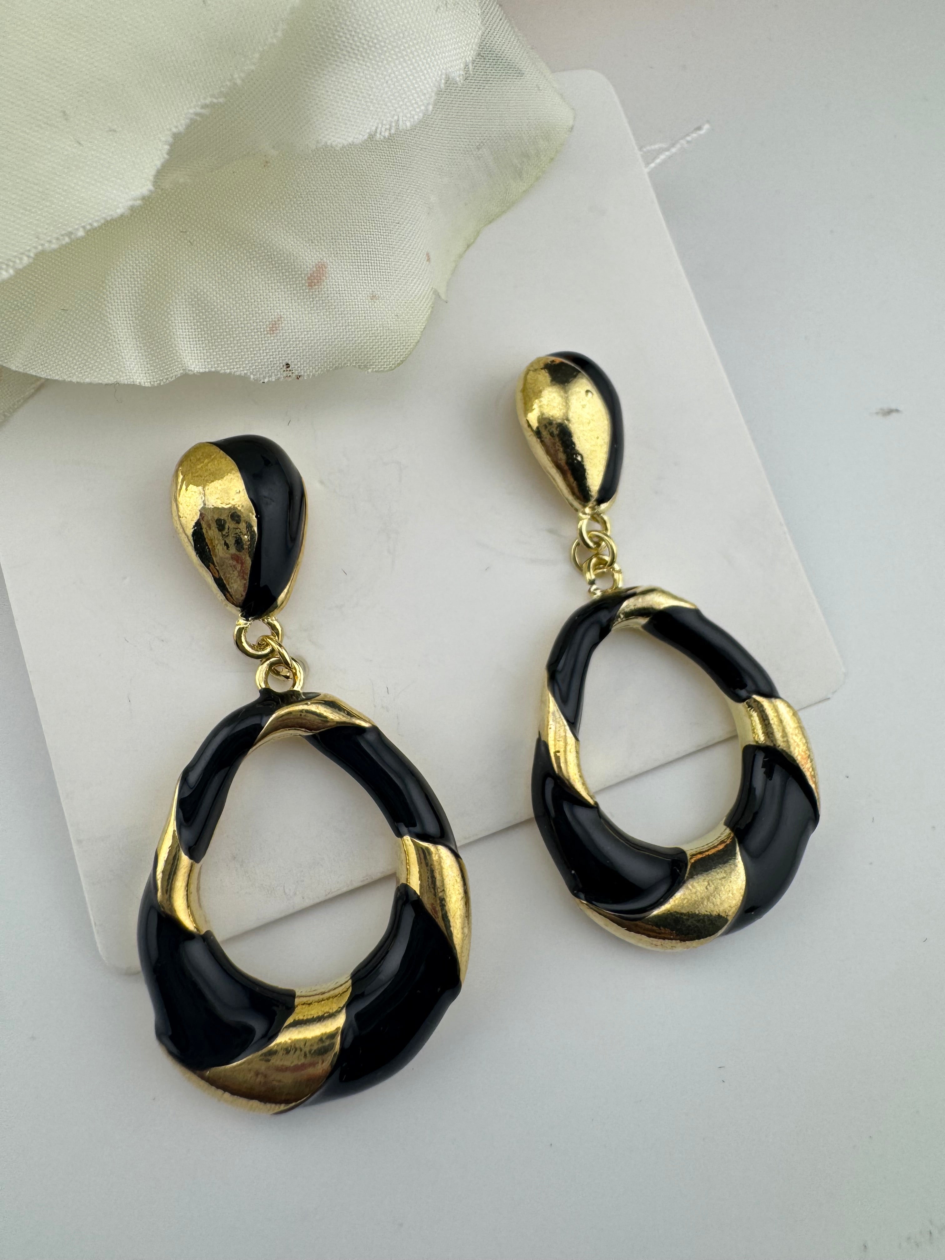 High Quality Premium Enamel and gold Designer Drop Earrings