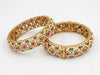 Pearls, Pachi Kundan, Openable Bracelet Bangle set of 2, Gold Polish