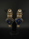 Kundan, CZ, Gold, Marble Stone Chandelier Oversized Long Earrings, Bridal, Moissanite, CZ, Designer jewelry