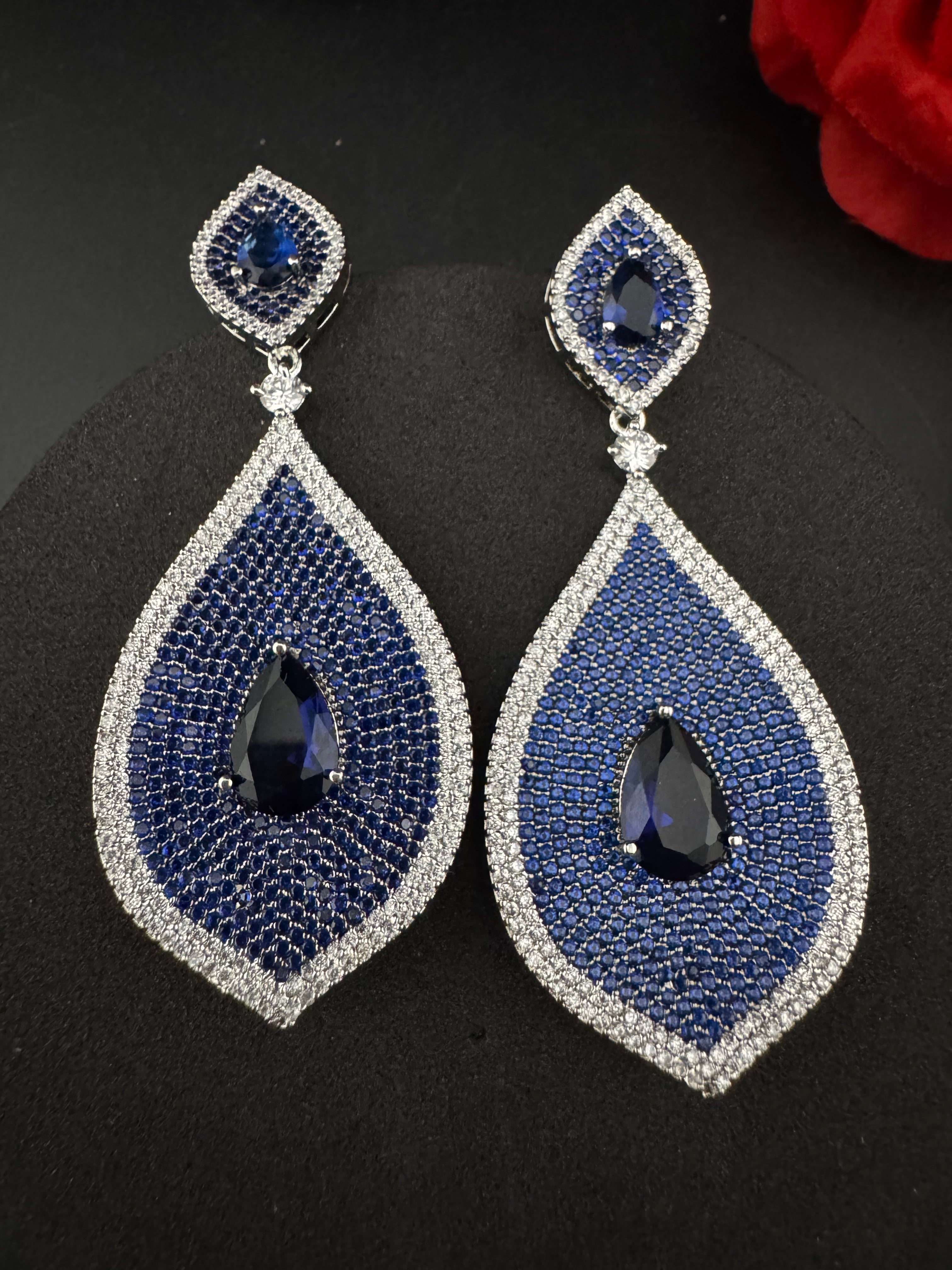 Premium Nano Setting of very fine Cubic Zirconia Dangle earrings in Evil eye style, designer Inspired Statement earring, Bridesmaid gift