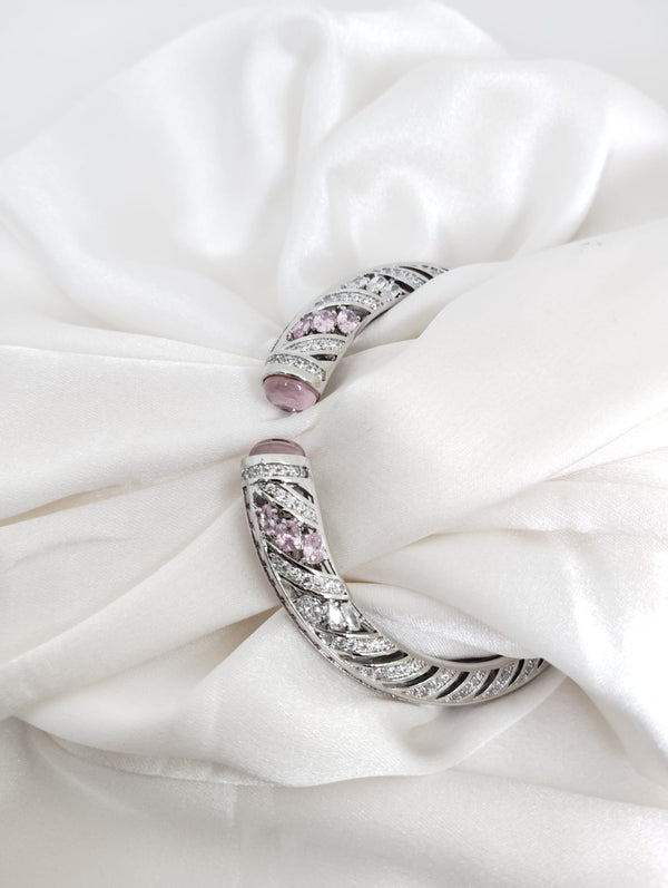 Openable Cuff bracelet with Stones, American Diamonds, crystal stones, CZ, Fits size upto 2.6"