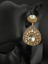 Golden Kundan, CZ, Chandbali Earrings, High shine, Bridal, Moissanite, Designer jewelry