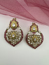 Amrapali inspired, Matt Gold with uncut kundan and CZ chandbali earrings