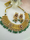 Rajwadi Gold necklace set with jhumka, in kundan and pearls, Indian Bridal Jewelry set