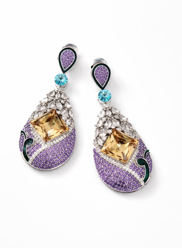 Swarovski inspired Crystal, cubic zirconia, diamonddangle earrings, Indian Jewelry