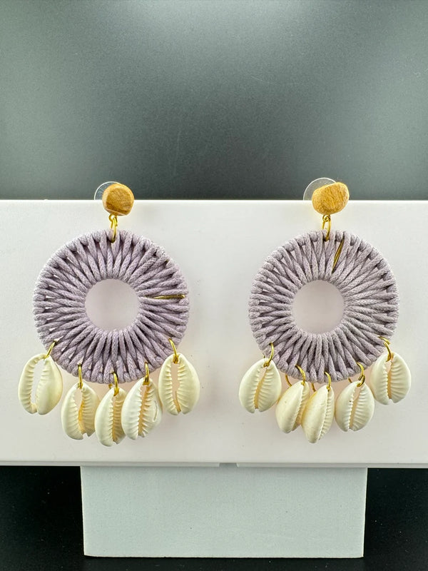 Shells and threaded hoop earrings, quirky Handmade earring