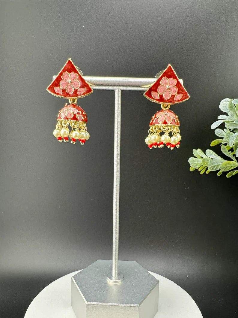 Minakari Details, Light Weight small jhumki earring