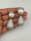 Pearl, Cubic Zirconia, Diamond nano setting, Silver 2 in 1 Dangle earrings, Indian Jewelry