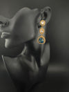 Kundan, CZ, Gold, Marble Stone Long Earrings, Bridal, Moissanite, CZ, Designer jewelry
