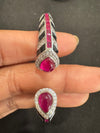 Cuff bracelet Bangale with Enamel, American Diamonds, crystal stones, CZ, Fits size upto 2.6"