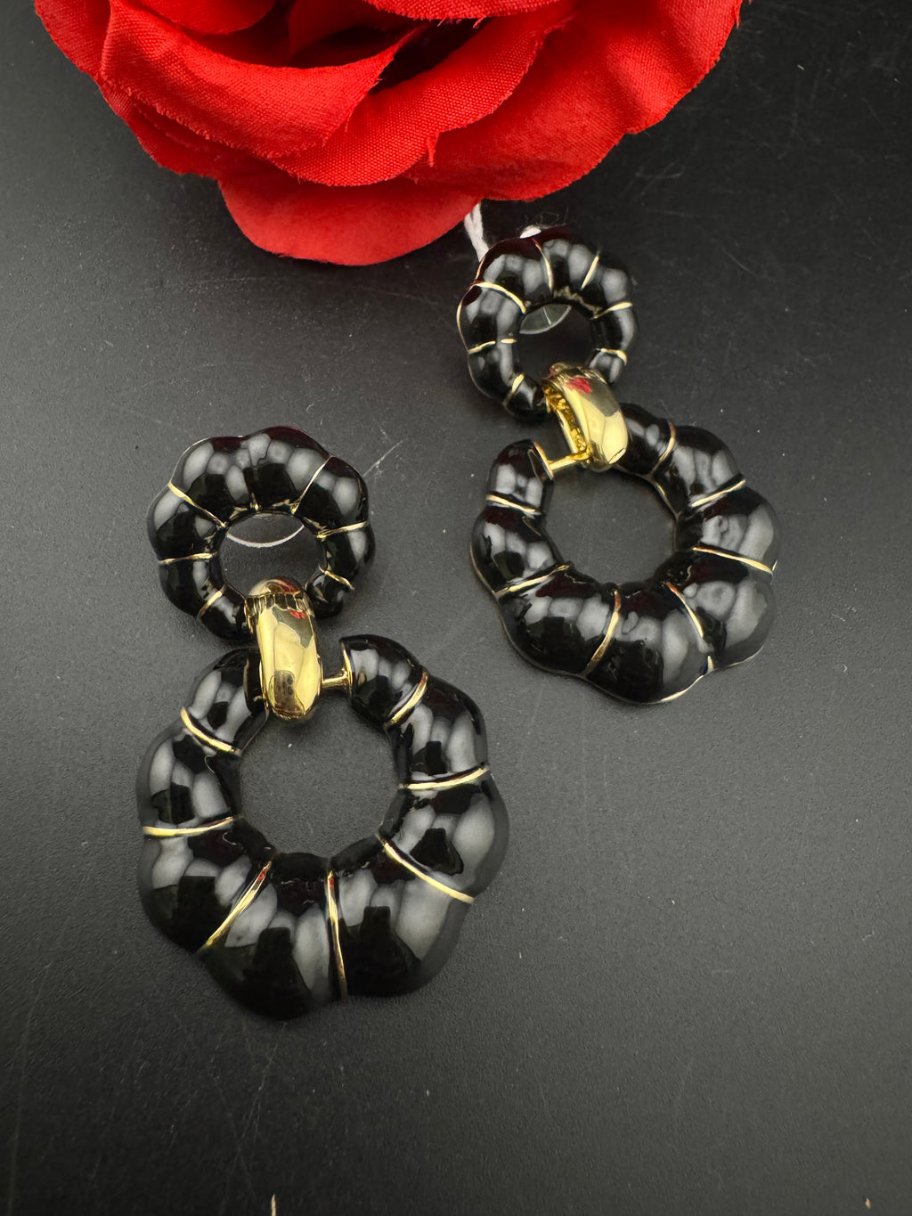 High Quality Premium Enamel and gold Designer Drop Earrings