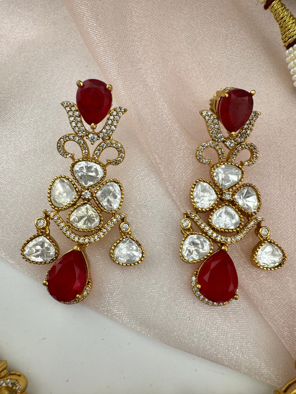 Kundan, CZ, Doublet Stone collar flexible necklace set, Indian Bridal Jewelry set