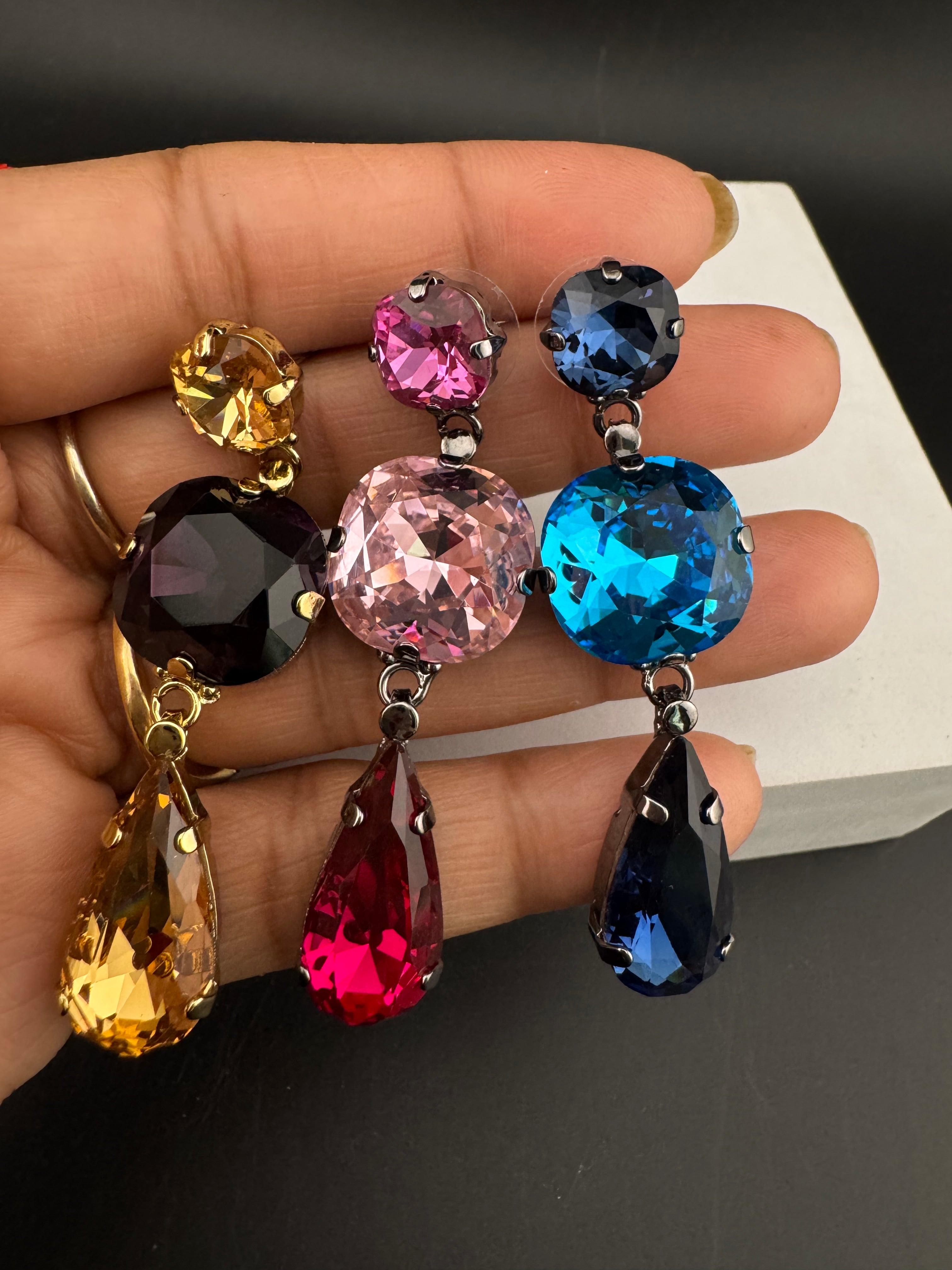 Premium Swarovski Crystal and Cubic Zirconia in long drop is a designer earrings/Swarovski Inspired Bridal Jewelry