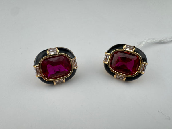 Swarovski inspired Crystals, Enamel, Cubic Zirconia small stud earrings, Indian Jewelry