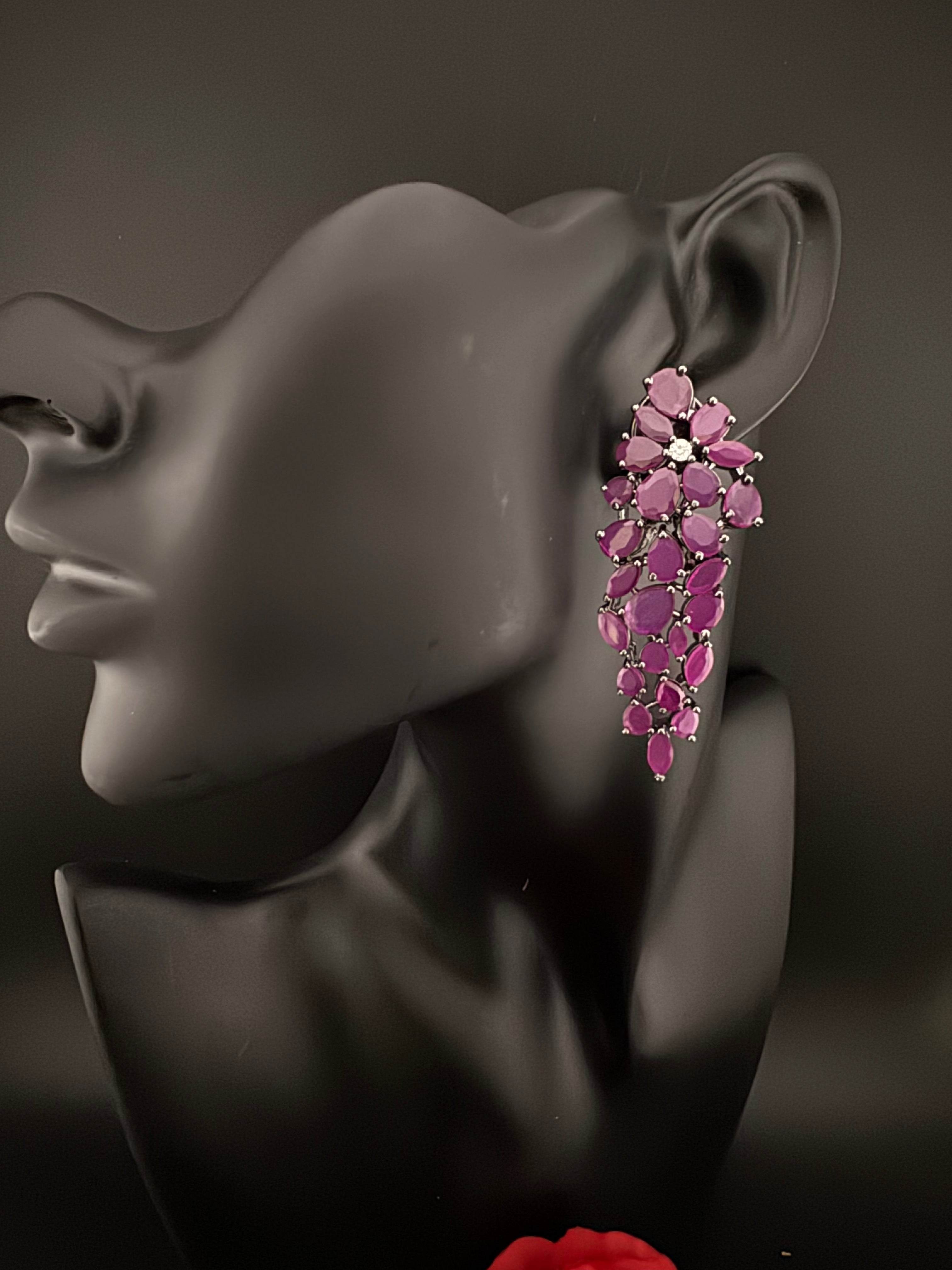 Premium Cubic Zirconia and stones Chandelier Long Victorian earrings is designer Inspired, Statement Long earring, Bridal, Party jewelry