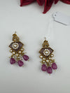 Gold Kundan, CZ, Stone, Pearls Chandelier Drop Earrings, Bridal Designer jewelry