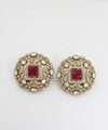 Kundan, Doublet stone, cubic zirconia Big Stud Earrings, designer Inspired, Indian jewelry