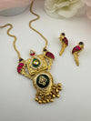 Amarapali inspired, pachi kundan, stones unique Birds Long Pendant Necklace Set, Brass Jewelry
