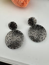 Black Metal, oxidized silver chandbali earring self cut design/Statement Earring/Boho Earrings/Lightweight jewelry