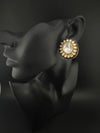 Kundan Enamel Big Stud Earrings, designer Inspired, Indian jewelry