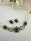Moissanite Kundan, Pearls, CZ, Stones Choker necklace set, Indian Bridal Jewelry, chic set